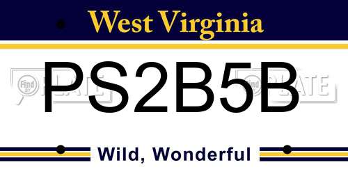 PS2B5B West Virginia License Plate