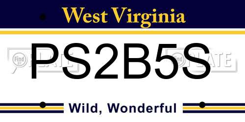 PS2B5S West Virginia License Plate