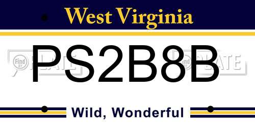 PS2B8B West Virginia License Plate