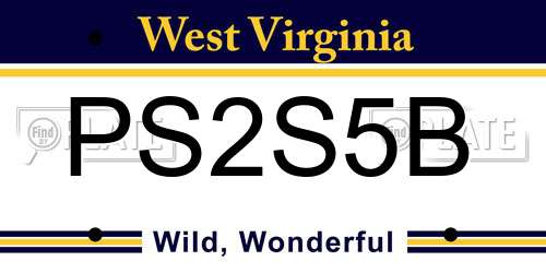 PS2S5B West Virginia License Plate