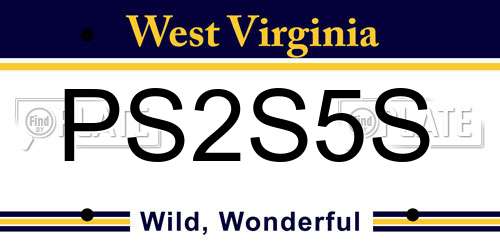 PS2S5S West Virginia License Plate
