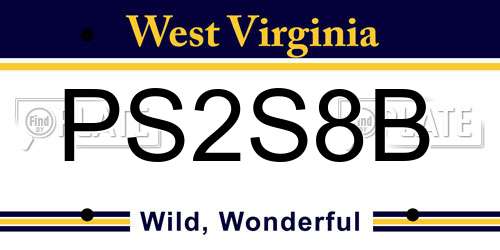 PS2S8B West Virginia License Plate