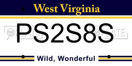 PS2S8S West Virginia License Plate