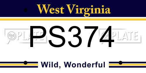 PS374 West Virginia License Plate