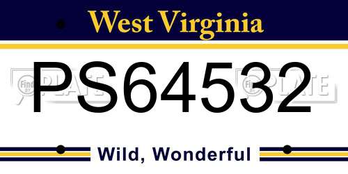 PS64532 West Virginia License Plate
