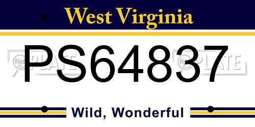 PS64837 West Virginia License Plate