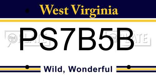 PS7B5B West Virginia License Plate