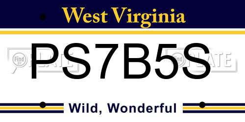 PS7B5S West Virginia License Plate