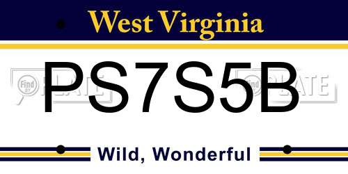 PS7S5B West Virginia License Plate