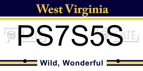 PS7S5S West Virginia License Plate