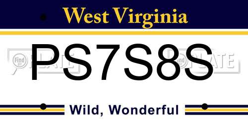 PS7S8S West Virginia License Plate
