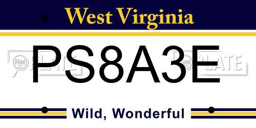 PS8A3E West Virginia License Plate