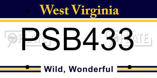 PSB433 West Virginia License Plate