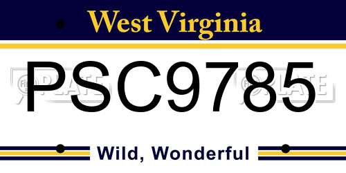 PSC9785 West Virginia License Plate