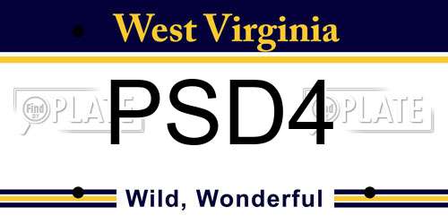 PSD4 West Virginia License Plate