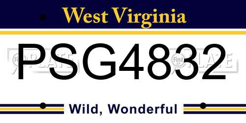 PSG4832 West Virginia License Plate