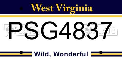 PSG4837 West Virginia License Plate