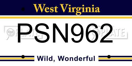 PSN962 West Virginia License Plate