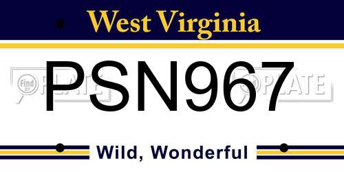 PSN967 West Virginia License Plate