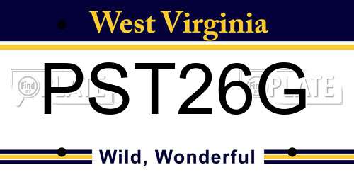 PST26G West Virginia License Plate