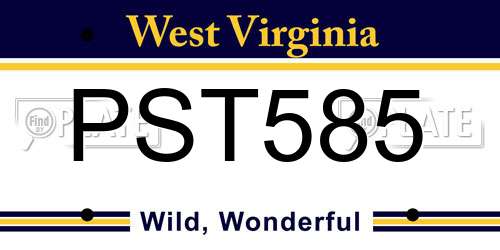 PST585 West Virginia License Plate