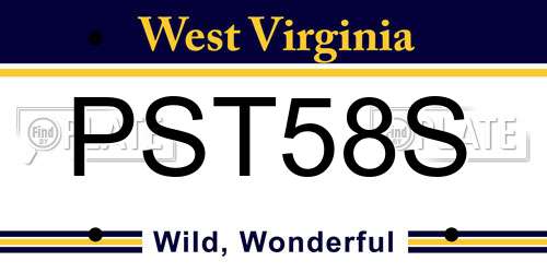 PST58S West Virginia License Plate