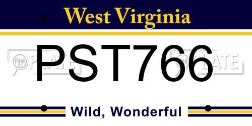 PST766 West Virginia License Plate