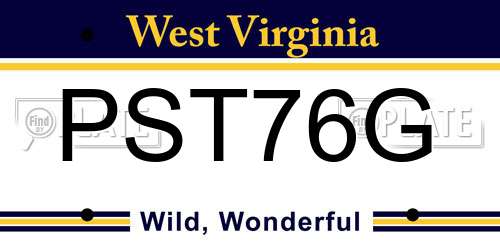 PST76G West Virginia License Plate