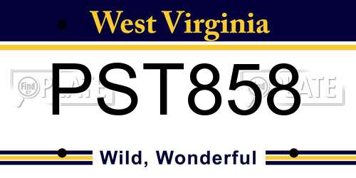 PST858 West Virginia License Plate