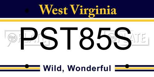 PST85S West Virginia License Plate