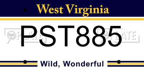 PST885 West Virginia License Plate