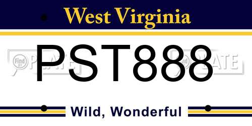 PST888 West Virginia License Plate