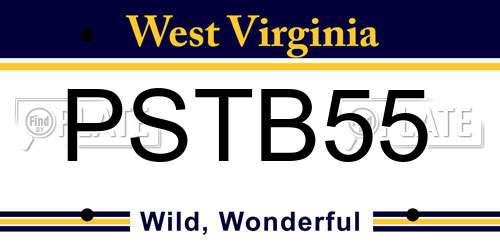PSTB55 West Virginia License Plate