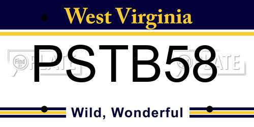 PSTB58 West Virginia License Plate