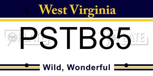 PSTB85 West Virginia License Plate
