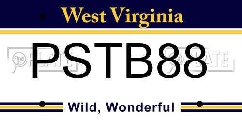 PSTB88 West Virginia License Plate