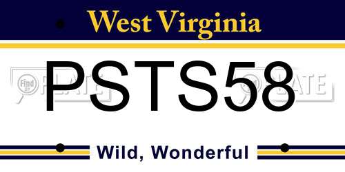 PSTS58 West Virginia License Plate