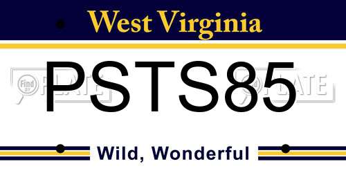 PSTS85 West Virginia License Plate