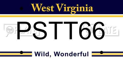 PSTT66 West Virginia License Plate
