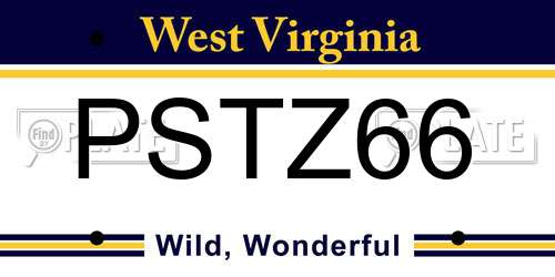 PSTZ66 West Virginia License Plate
