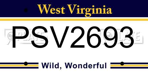 PSV2693 West Virginia License Plate