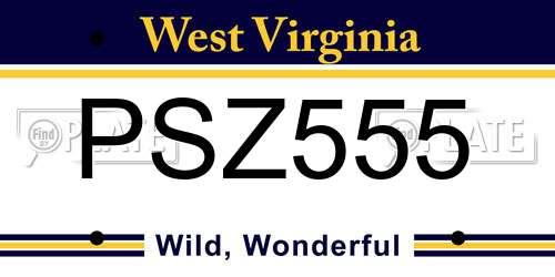 PSZ555 West Virginia License Plate