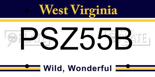 PSZ55B West Virginia License Plate