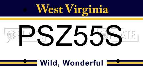 PSZ55S West Virginia License Plate