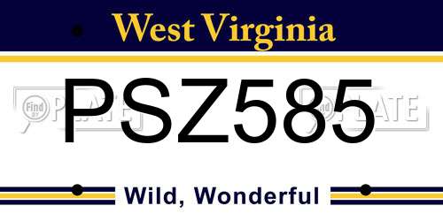 PSZ585 West Virginia License Plate