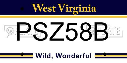 PSZ58B West Virginia License Plate