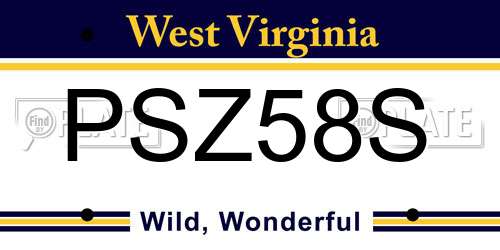 PSZ58S West Virginia License Plate