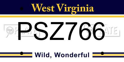 PSZ766 West Virginia License Plate