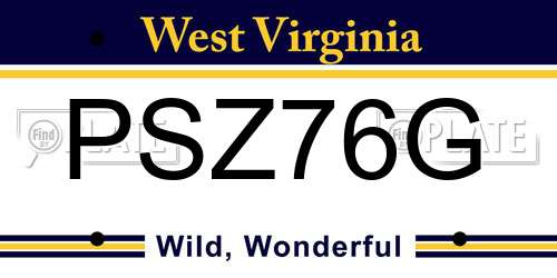 PSZ76G West Virginia License Plate