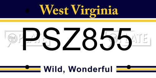PSZ855 West Virginia License Plate
